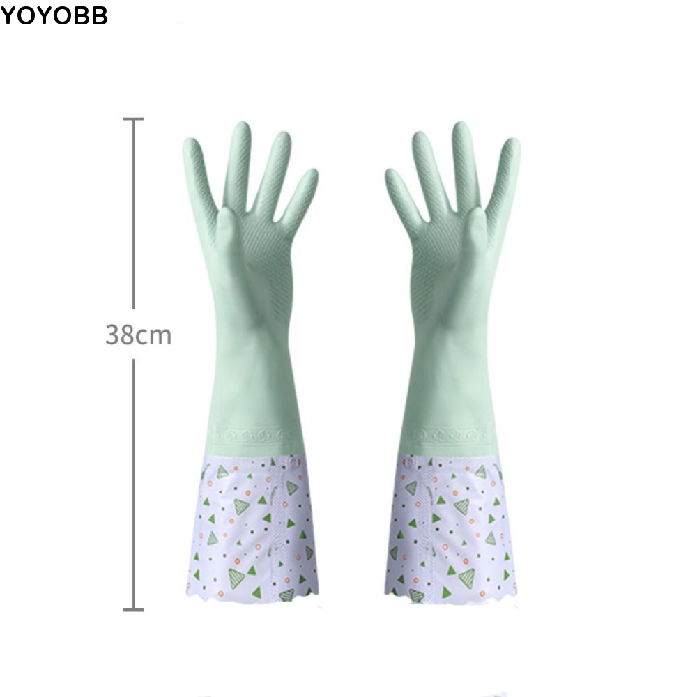 Dish Glove Rubber - ラテックスゴム製食器洗い用手袋伸縮性のある袖口防水冬用クリーニング手袋ベルベット長袖家事用手袋キッチン用