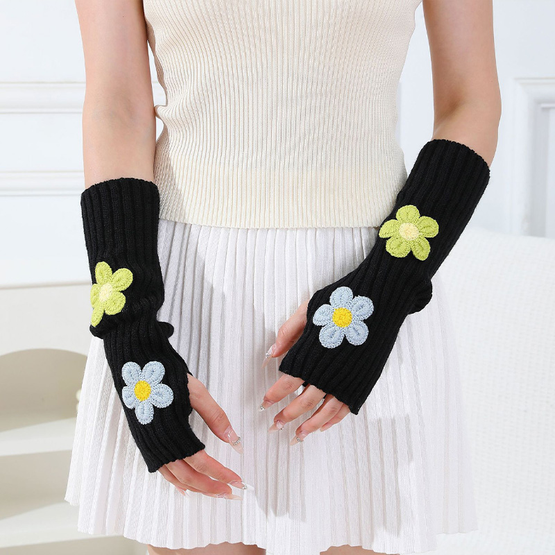 Y2Kアクセサリー スウィートピンクフラワー ハーフフィンガ - Fingerless Glove Knit のレビューと価格