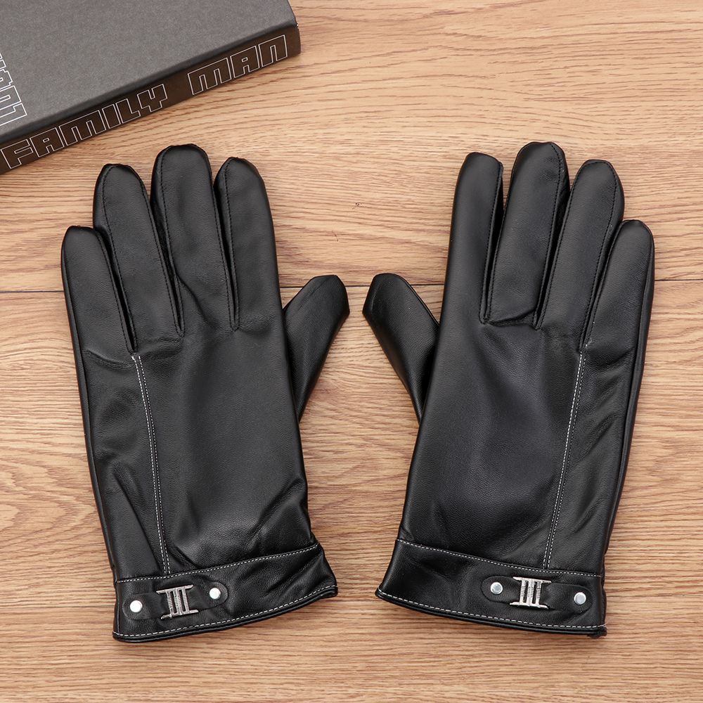メンズフリースサーマルレザーグローブ、ウォーム、タッチスクリ - Leather Driving Glove のレビューと価格