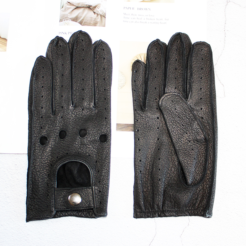 夏運転鹿革フルフィンガーレザー手袋男性用薄型中空裏地なしオー - Leather Driving Glove のレビューと価格