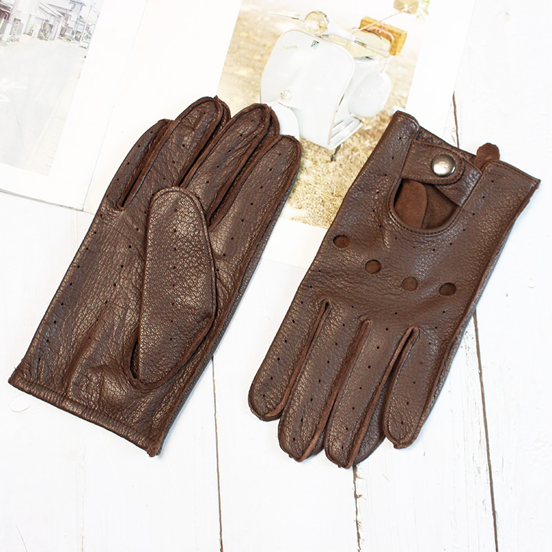 夏運転鹿革フルフィンガーレザー手袋男性用薄型中空裏地なしオー - Leather Driving Glove のレビューと価格