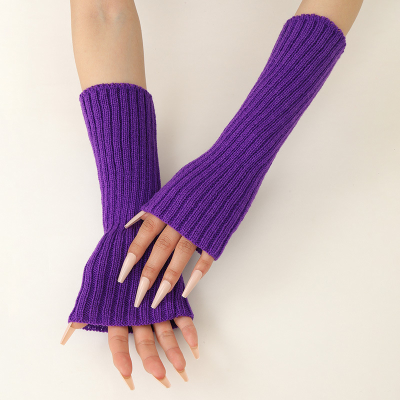 女の子カラフルな暖かいニットアームスリーブソフト伸縮性カジュ - Fingerless Glove Knit のレビューと価格
