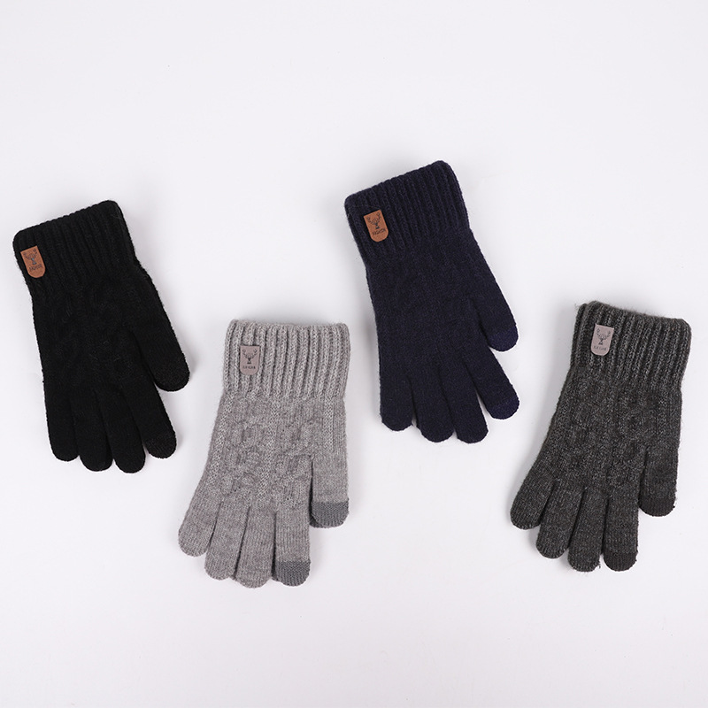 メンズ冬用暖かいウールニット手袋 フリース裏地付き タッチス - Wool Glove Lined のレビューと価格