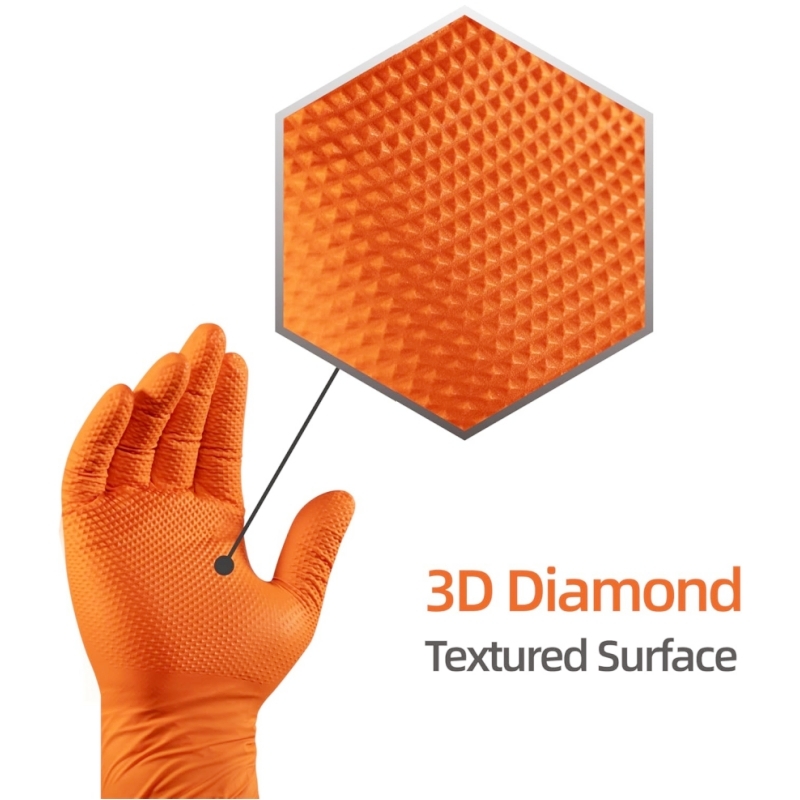 8ミルヘビーデューティーオレンジニトリルグローブ使い捨てダイ - Nitrile Mechanic Glove のレビューと価格